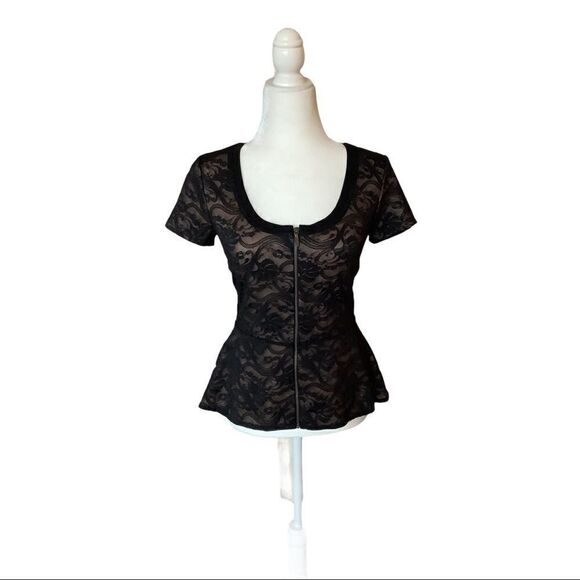 Nicole Miller Artelier Black Laced Blouse - Picture 1 of 4